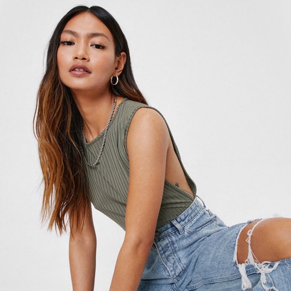 Nasty Gal Ribbed Sleeveless Bodysuit - NWT